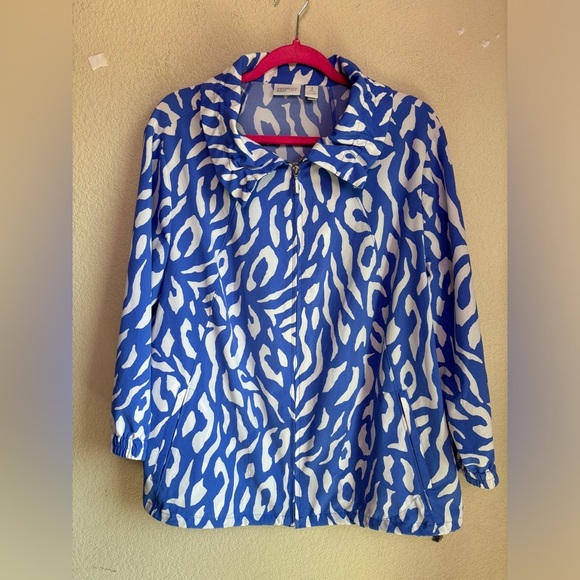 Zenergy Chicos Blue White Abstract Animal Print Zip Up Athletic Jacket 3 XL 16 - Picture 6 of 8